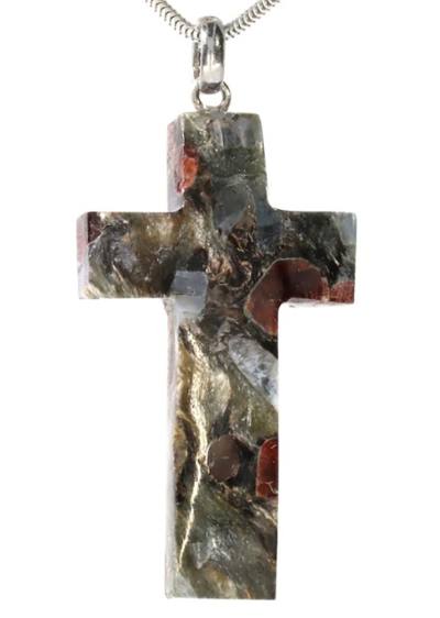 Granat Disthen in Schiefer Edelstein Heilstein Kreuz Anhänger aus Kärnten Österreich