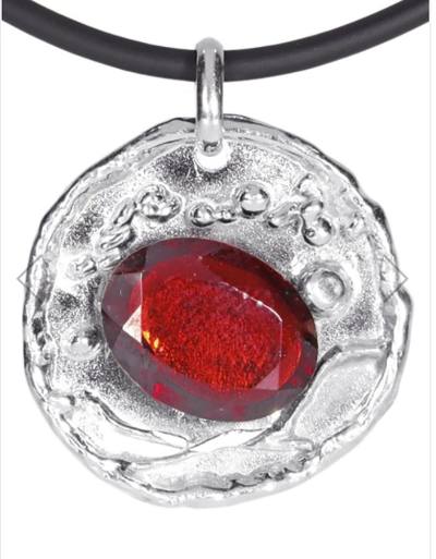 Granat Edelstein Designer Anhänger auf Echtsilber Plakette