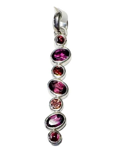 Granat Edelstein Designer Anhänger Echtsilberfassung