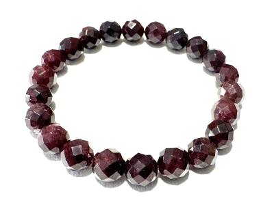 Granat dunkelrot facettiert Edelstein Kugel Stretch Armband