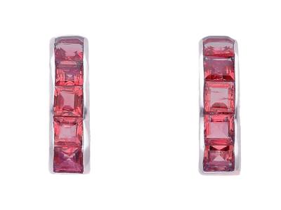 Granat rot facettiert Halbcreole Edelstein Ohrstecker Ohrringe 925er Echtsilberfassung