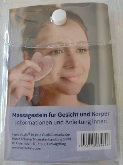 GUA SHA Rosenquarz Massagestein Lapis Vitalis inkl. Anleitung