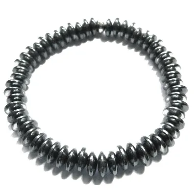 Hämatit Blutstein Edelstein Button Stretch Armband Längen Wahl