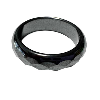 Hämatit facettiert Blutstein Edelstein Finger Ring schwarz grau silber