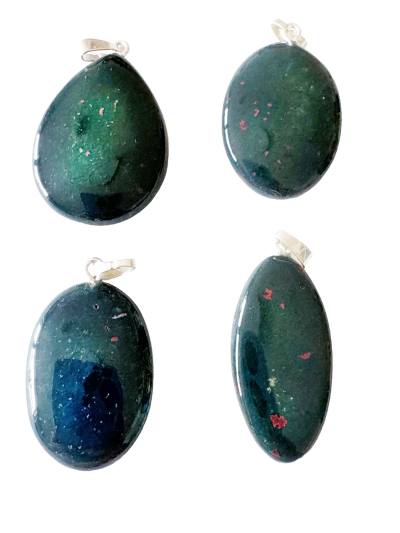 Heliotrop Cabochon Edelstein Tropfen Kettenanhänger Anhänger Echtsilberöse