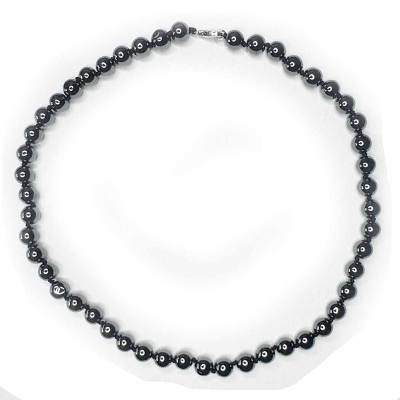 Hämatit natur Edelstein Kette Halskette geknotet 45 cm