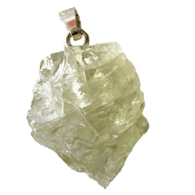 Hiddenit Lithiumsmaragd freeform Edelstein Rohstein Silber Ketten Anhänger Spodumen