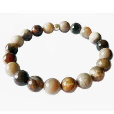 Holzopal versteinertes Holz Edelstein Stretch Armband Längen Wahl