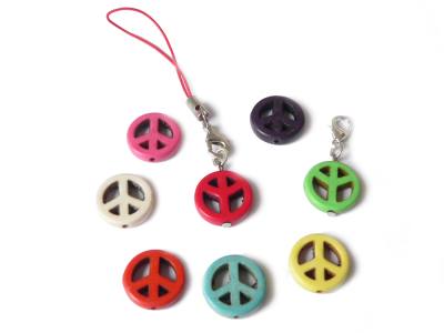 Howlith Edelstein Peace Frieden Charm Anhänger Karabiner Handyband Farbwahl