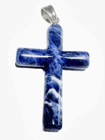 Sodalith blau Edelstein Silber Kreuz Ketten Anhänger