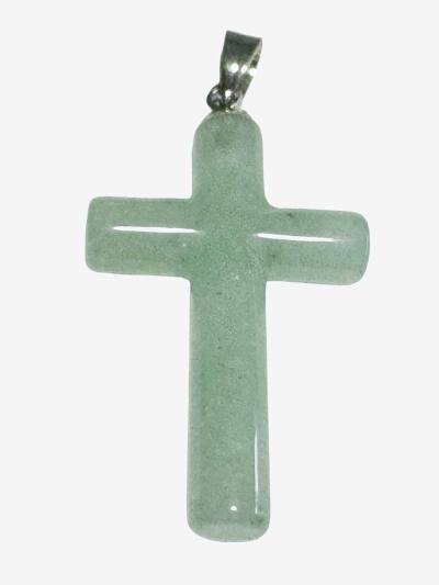 Aventurin Kreuz grün Edelstein Ketten Anhänger Silberöse