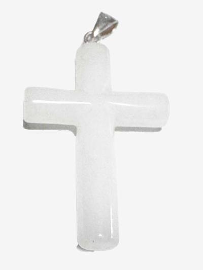 Milchquarz Schneequarz Edelstein Kreuz Ketten Anhänger Silberöse
