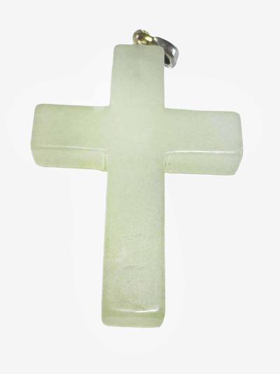 Serpentin Kreuz grün Edelstein Ketten Anhänger Silberöse