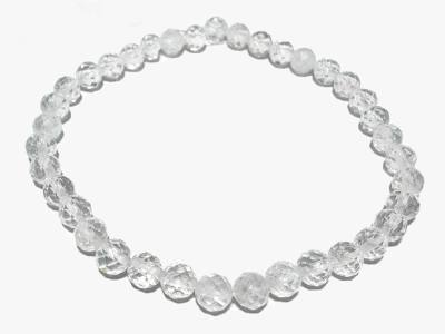 Topas weiß facettiert Edelstein Kugel Stretch Armband