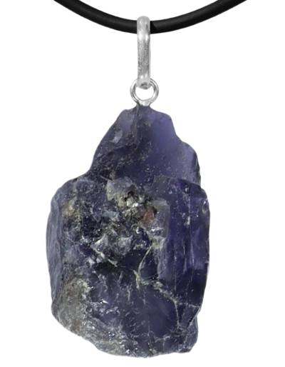 Iolit Wassersaphir blau Freeform Edelstein Rohstein Silberanhänger