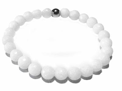 Jade weiß facettiert Edelstein Stretch Armband Längen Wahl