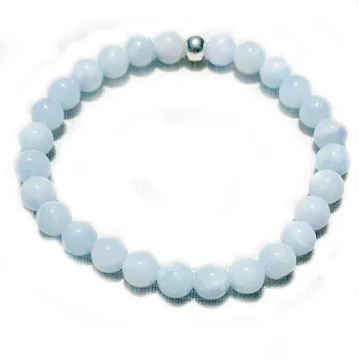 Jade hellblau Edelstein Stretch Kugel Armband Längen Wahl