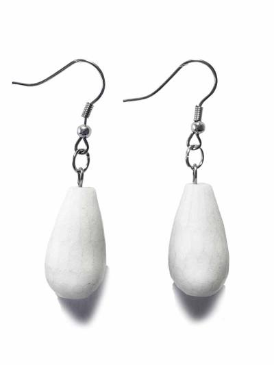 Jade weiß facettiert Edelstein Tropfen Ohrringe Ohrhänger Chirurgenstahl Haken