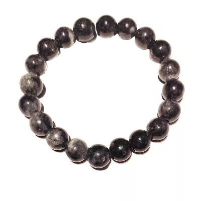 Jade schwarz Kugel Stretch Armband schwarz-grau Längen Wahl