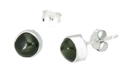 Jade nephrit Kanada Jade dunkelgrün Edelstein Ohrringe Ohrstecker 925 Echtsilber