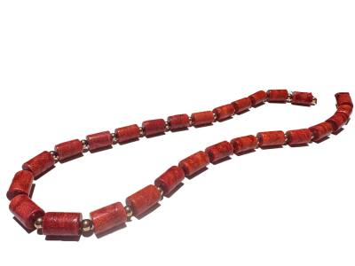 Schaumkoralle rot Hämatit gold Edelstein Stretch Zylinder Kette Längenwahl