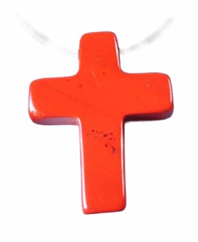Jaspis Kreuz rot Edelstein Ketten Anhänger quer gebohrt