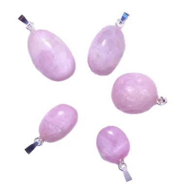 Kunzit freeform Cabochon Kettenanhänger 925 Silber Anhänger rosé