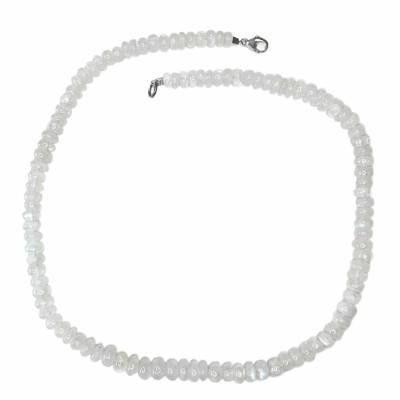 Labradorit weiß Edelstein Kette Halskette Button 45 cm Verlauf