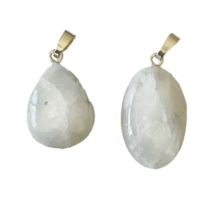 Labradorit weiß Edelstein Cabochon Kettenanhänger Silberöse