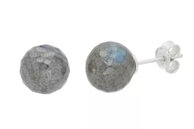 Labradorit galvanisch veredelt facettiert Edelstein Ohrstecker Echtsilber silbergrau