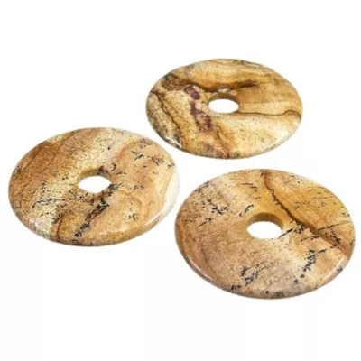 Jaspis Landschaftsjaspis Edelstein Donut beige braun