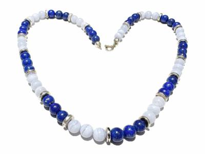 Chalcedon Lapis Lazuli blau Edelstein Kette Halskette Größenwahl