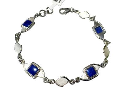 Lapislazuli platiniert hochglanzbestrahlt 925er Silber Armband