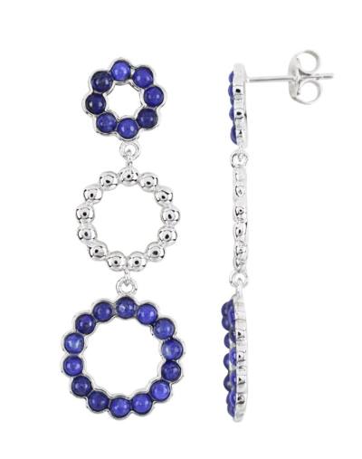 Lapislazuli blau Edelstein Ohrringe Ohrhänger Blume rhodoniert 925er Echtsilber