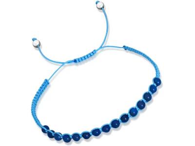Lapislazuli blau Textil Edelstein Armband mit Echtsilber größenverstellbar