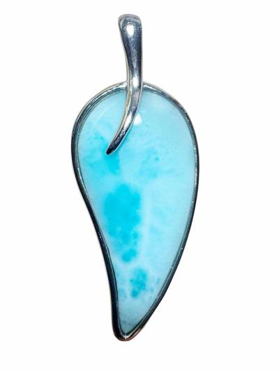 Larimar blau Edelstein Cabochon Tropfen Silberfassung Ketten Designer Anhänger rhodoniert