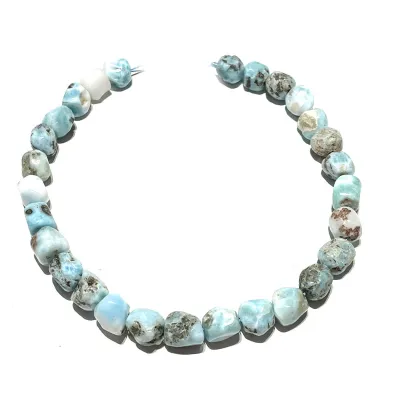 Larimar Edelstein Nugget Kette Halskette Collier blau hellblau