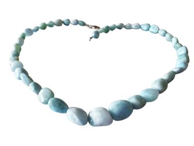 Larimar Edelstein Nugget Kette Collier Halskette Verlauf 45 cm