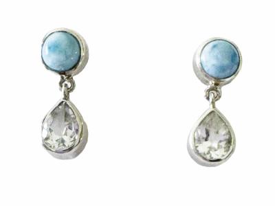 Larimar Topas Designer Ohrhänger Echtsilber 925