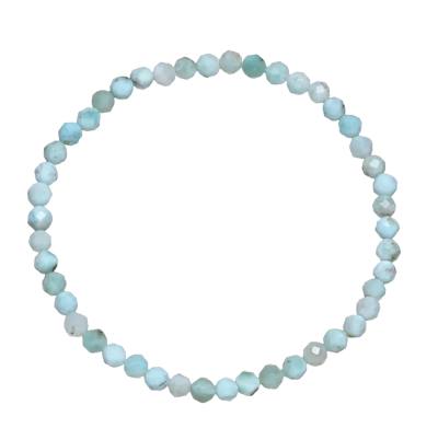 Larimar hellblau Edelstein Kugel Armband facettiert Stretcharmband