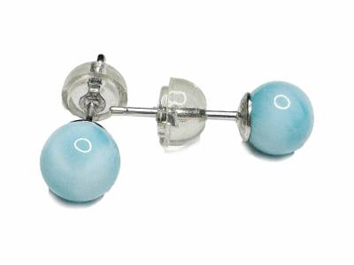 Larimar Edelstein Ohrstecker Perle Kugel Ohrringe blau