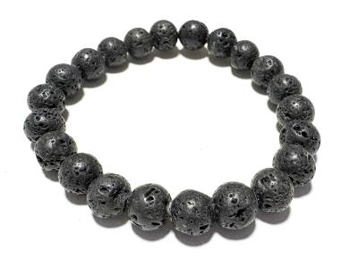 Lava Lavastein schwarz vom Vesuv Elastik Stretch Armband Längen Wahl
