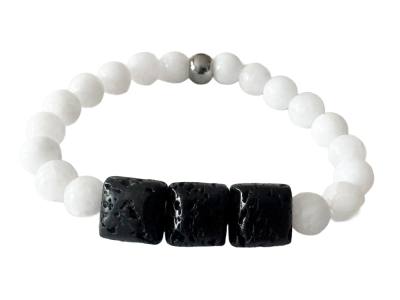Lava Duft Stein Kissen Edelsteinarmband Baryt weiß Längen Wahl