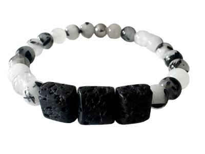 Lava Stein duft Kissen Turmalinquarz Edelstein Kugel Stretch Armband Längen Wahl