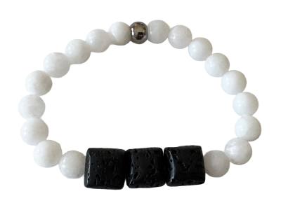 Lava Duft Stein Kissen Edelsteinarmband Baryt weiß Längen Wahl