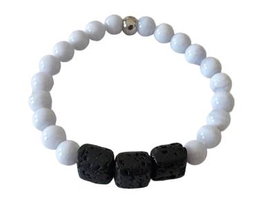 Lava Duft Stein Kissen Chalcedon Armband hellblau Längen Wahl