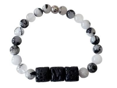 Lava Stein duft Kissen Turmalinquarz Edelstein Kugel Stretch Armband Längen Wahl