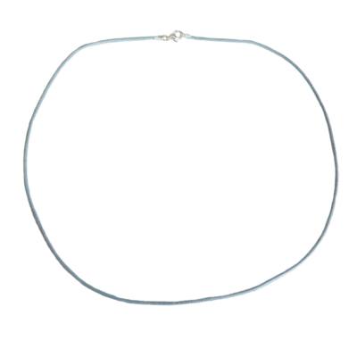 weiches Ziegen Lederband Lederkette grau mit Echsilber Karabinerhaken 45 cm