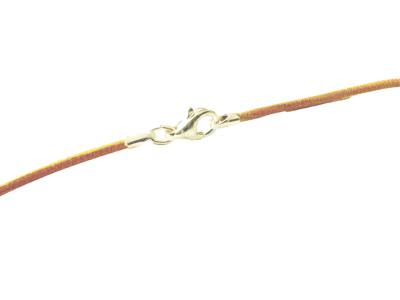 weiches Ziegen Lederband Lederkette ocker gelb mit Echsilber Karabinerhaken 45 cm