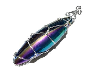 Magnetit Titanium Aura irisierend in Silber Draht groß